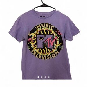 Vintage MTV Purple Graphic Tee for Women- Music Television Logo